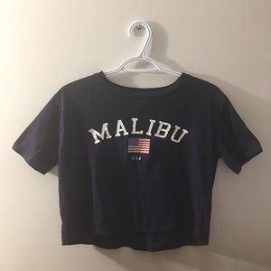 H&M Malibu Navy Blue Cropped T-Shirt/Crop Top